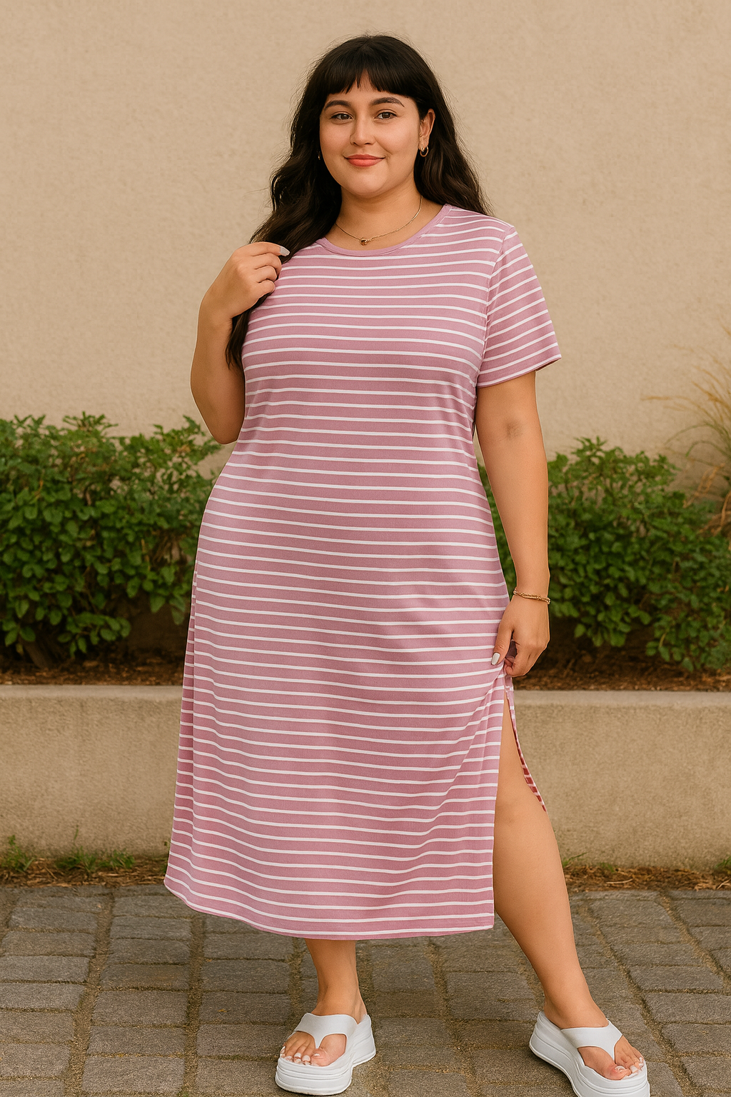 Letní proužkové šaty PLUS SIZE