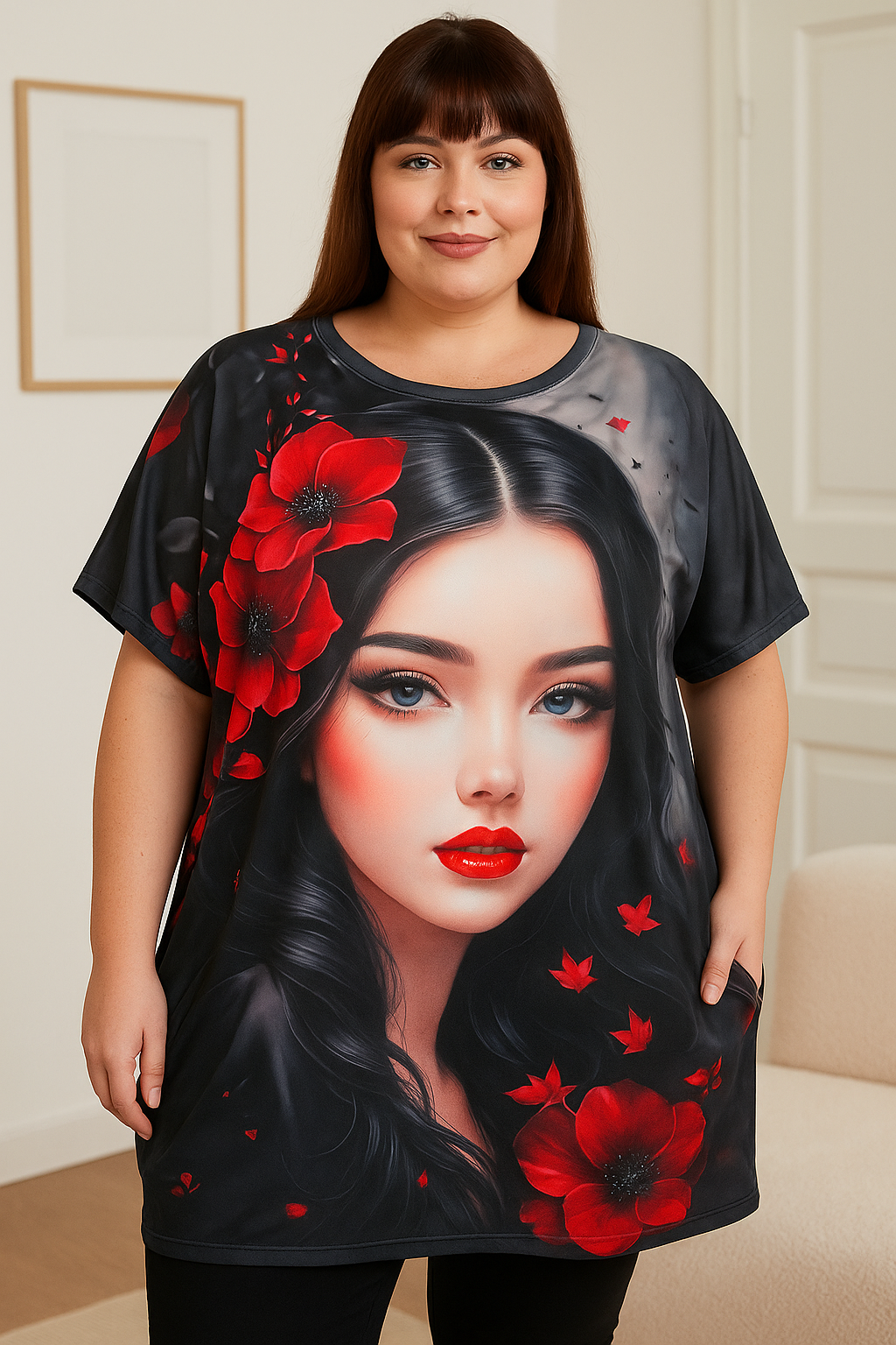 📦 Bavlnená 3D Tunika Plus Size s vreckami