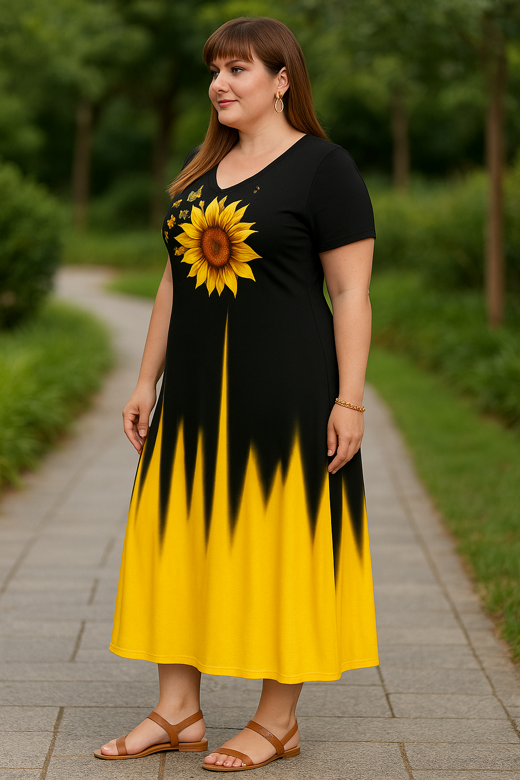 Elastické dlhé šaty SLNEČNICA 🌻