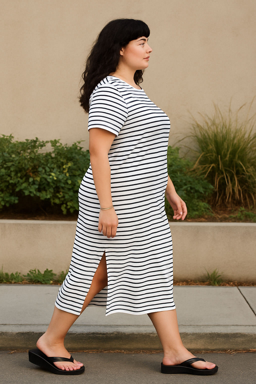 Letní proužkové šaty PLUS SIZE