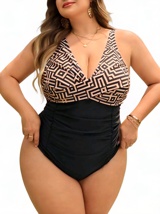 Vzorované celé plavky PLUS SIZE