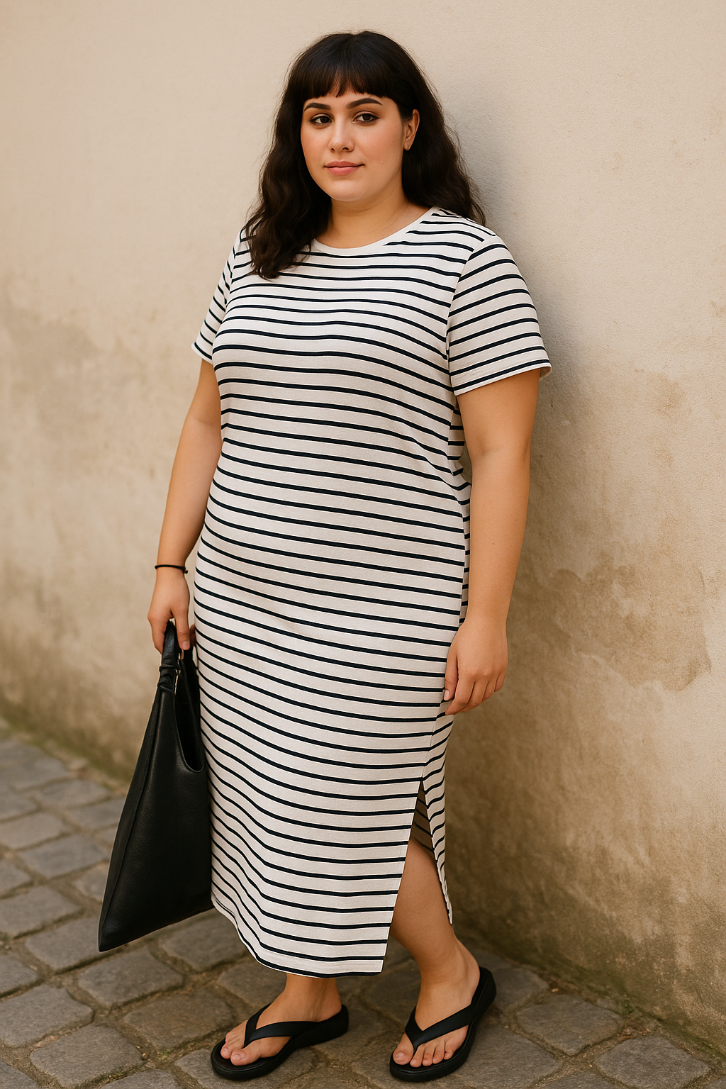 Letní proužkové šaty PLUS SIZE
