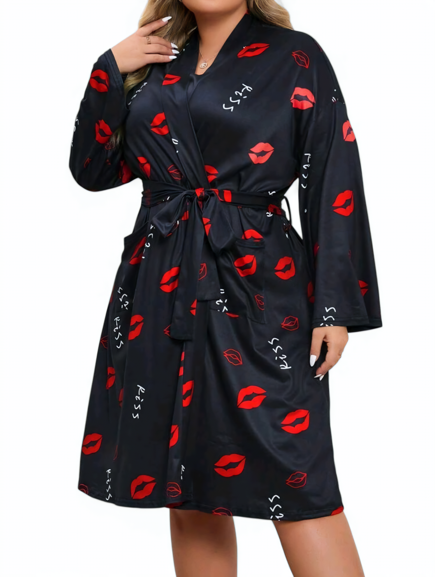 Cienki, stylowy szlafrok PLUS SIZE