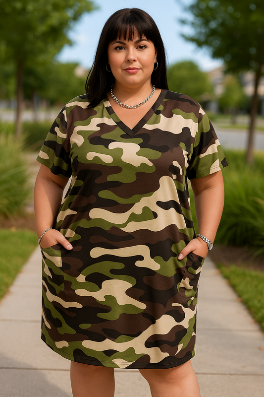 Letní šaty maskáče PLUS SIZE