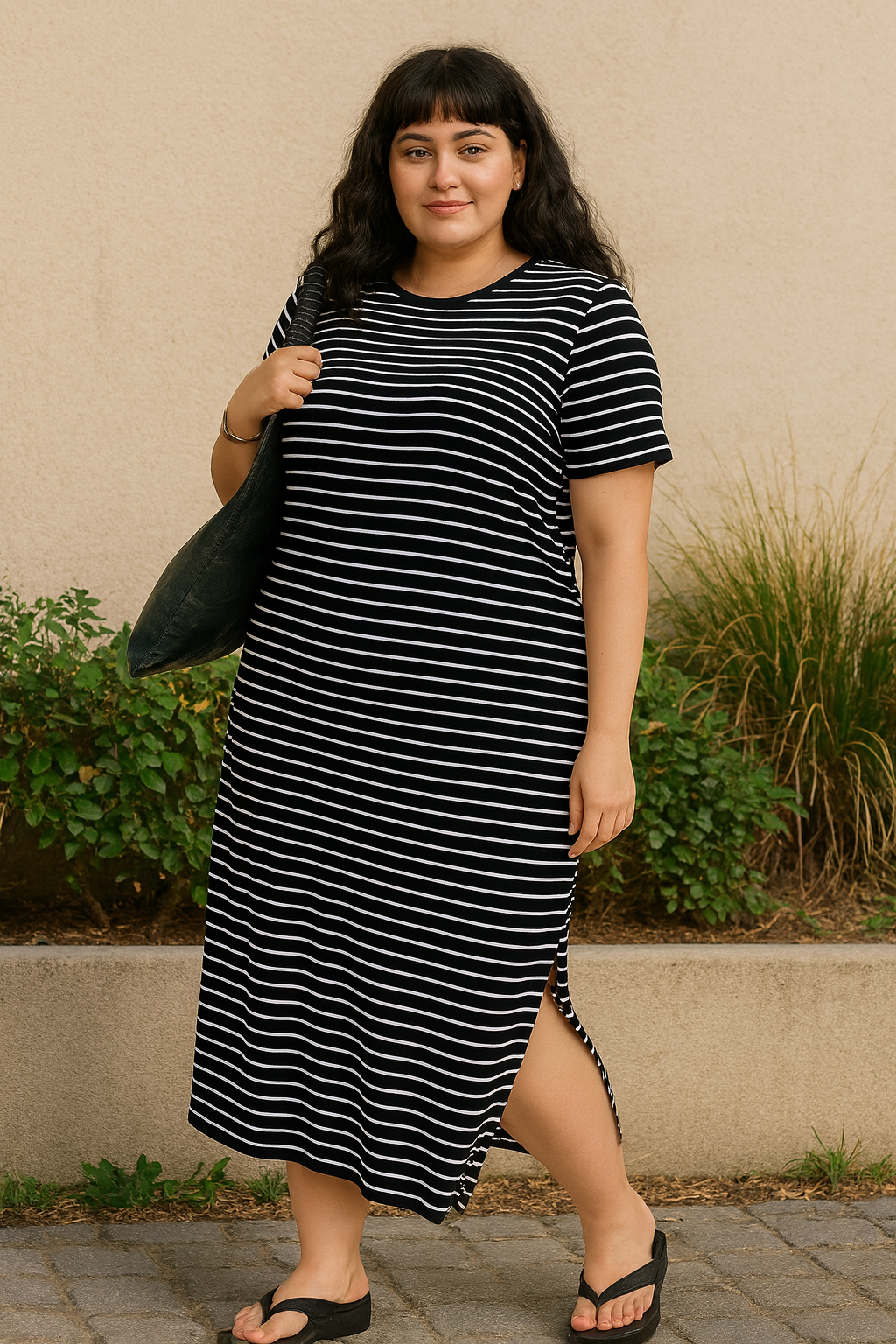 Letní proužkové šaty PLUS SIZE