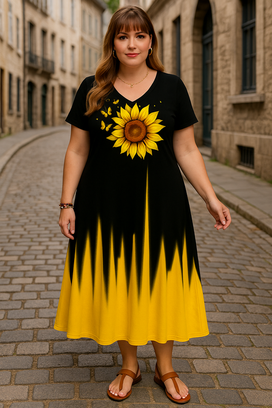 Elastické dlhé šaty SLNEČNICA 🌻