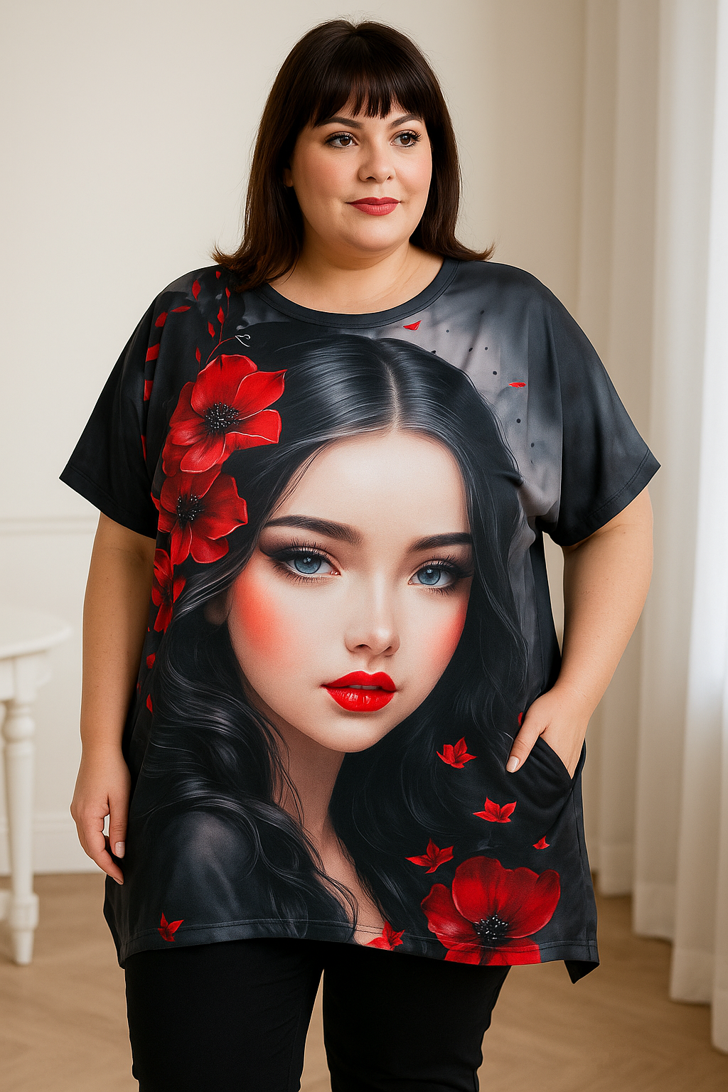 📦 Bavlnená 3D Tunika Plus Size s vreckami