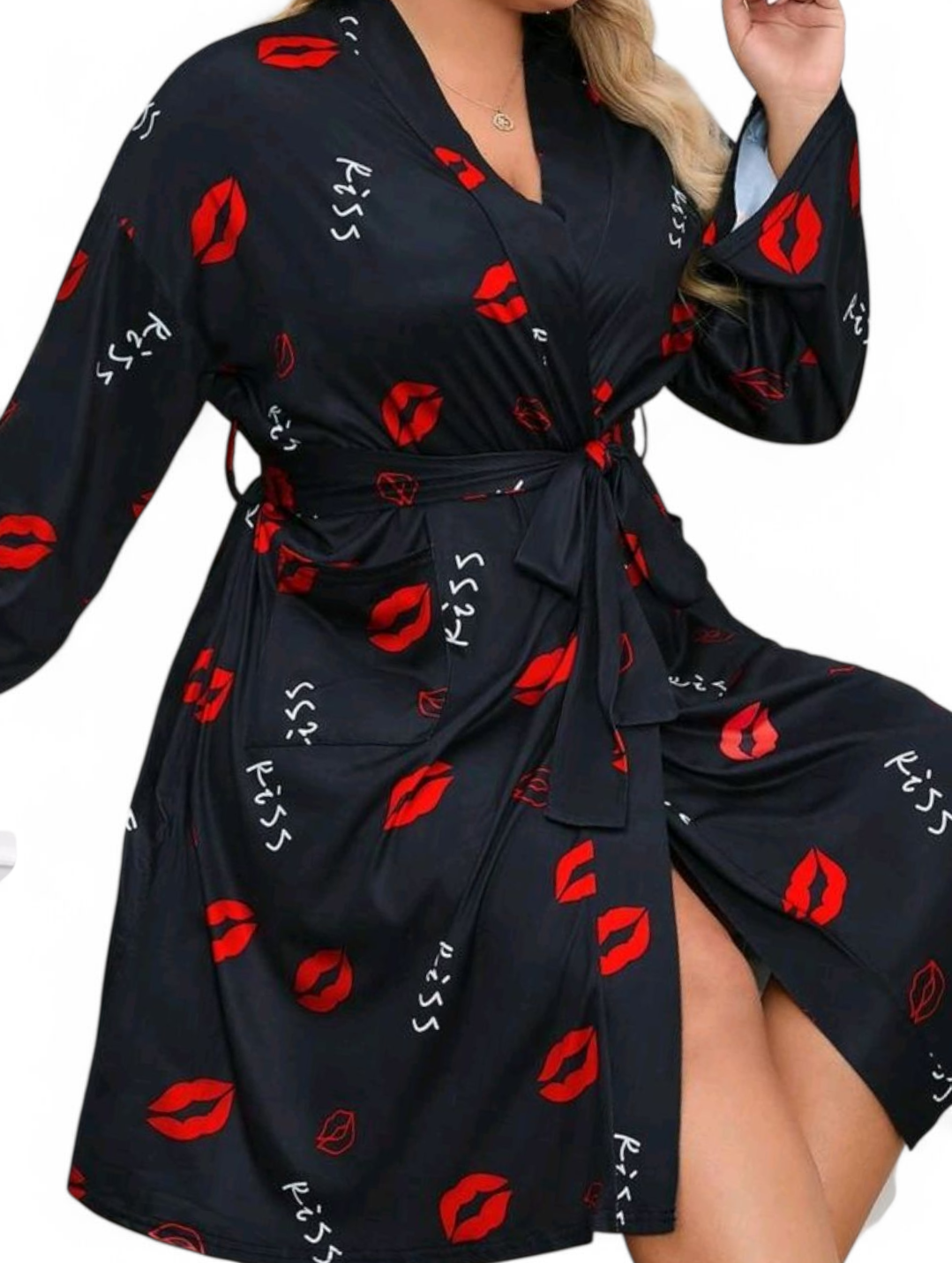 Cienki, stylowy szlafrok PLUS SIZE